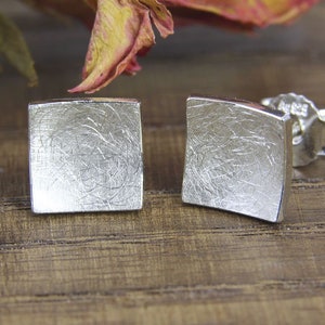 Earrings Silver 925/, Square, Concave, Silver Studs image 2