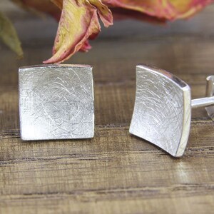 Earrings Silver 925/, Square, Concave, Silver Studs image 3