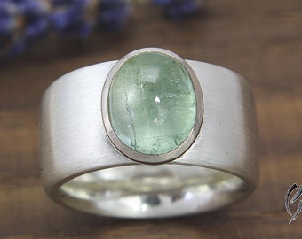 Ring Silber mit hellblauem Turmalin, Silberring, Handarbeit