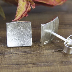 Earrings Silver 925/, Square, Concave, Silver Studs image 5
