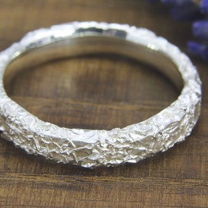 Ring Silver "Crumpled", narrow, angular