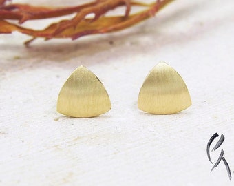 Studs Rosegold 585/-, mini triangle painted mat, handmade