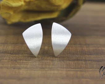 Earrings Silver 925/-, small triangle stroke matt
