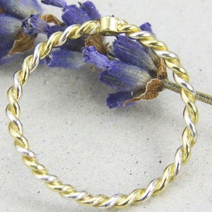 Ring Gold 585/ und Silber 925/ mit Mini-Brillant, zarter Kordelring zdjęcie 5