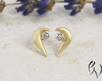 Kleine Ohrstecker aus Gold 750/- mit Brillant