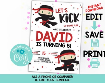 EDITABLE Ninja Invitation Ninja Birthday Ninja Party Invite TEMPLATE Ninja Party Ninja Birthday Invitations Ninja Party Invitation Digital