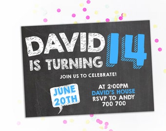 14th birthday invite etsy