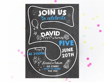 5th birthday invite etsy