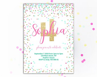4th birthday invite etsy