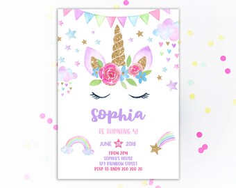 unicorn ticket invitation unicorn birthday invitations unicorn etsy
