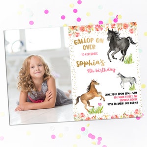 Horse Birthday Photo Invitation Horse Birthday Party Buckaroo Riding ...