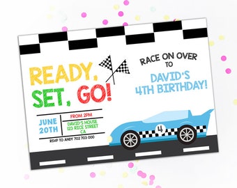 Race Car Birthday Invitation Race Car Invitation Go Kart Birthday Invitation Hot Wheels Racing Birthday Invitation Boy Birthday Ready Set Go