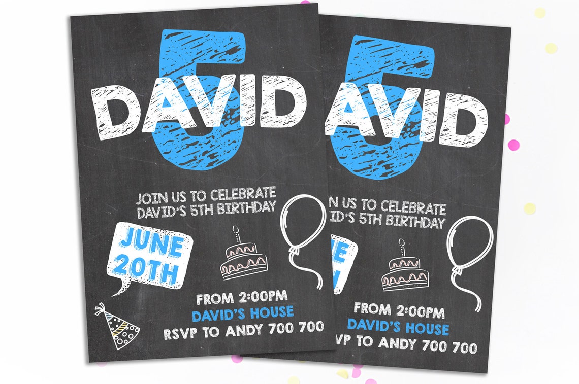 5th Birthday Invitation Boy Birthday Invitation 5th Birthday - Etsy