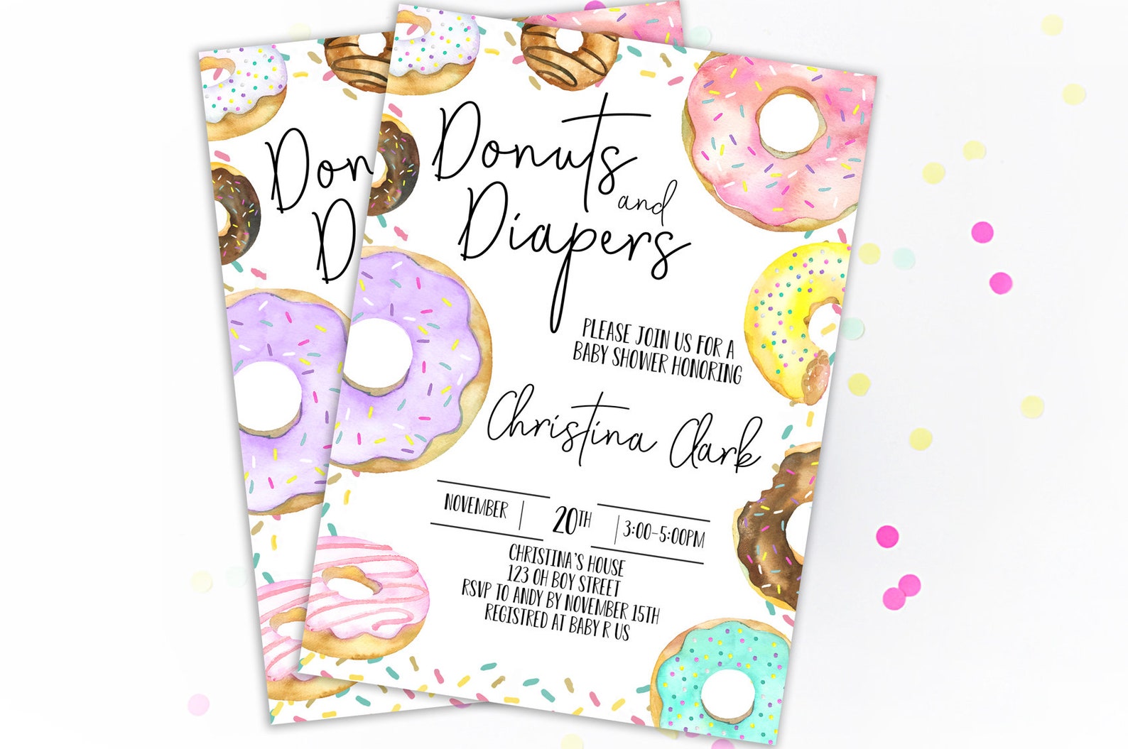Donuts and Diapers Baby Shower Invitation Diaper Party Donut - Etsy