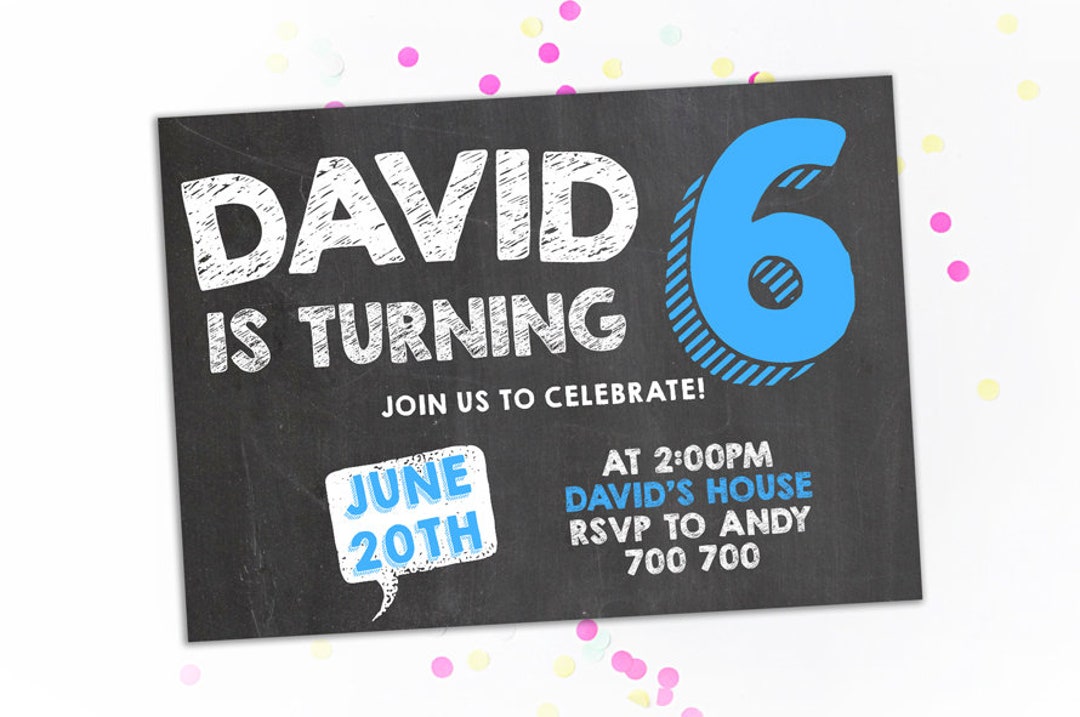 6th Birthday Invitation Boy Sixth Birthday Invitation - Etsy