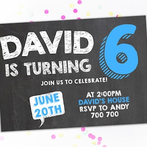 6th Birthday Invitation Boy Sixth Birthday Invitation - Etsy