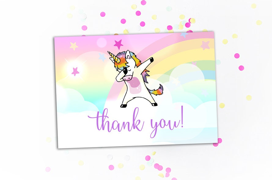 Dabbing Unicorn Thank You Card Birthday thank you note Dab | Etsy