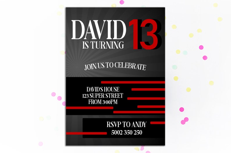 Teen Boys Birthday Invitation Boy Teen Invitations Tween Boy - Etsy
