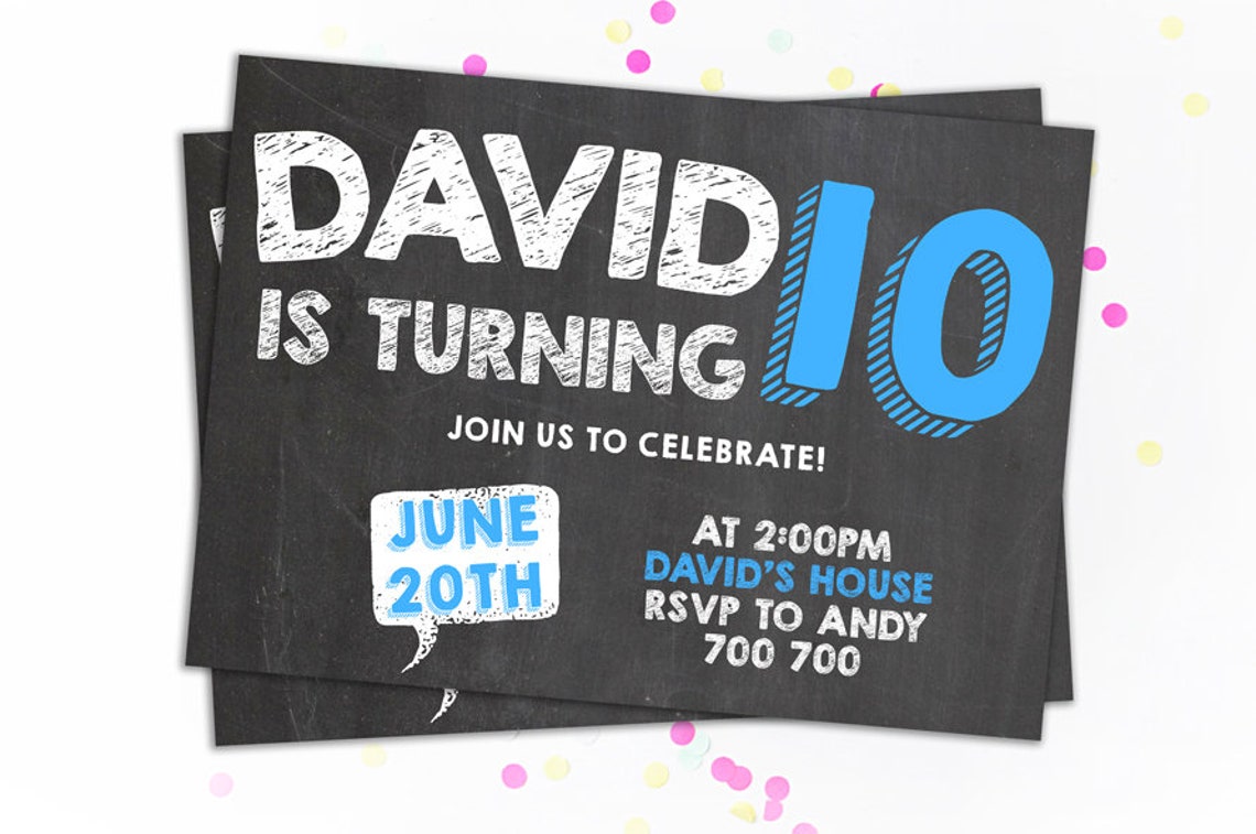 10th Boy Birthday Invitation Boys Birthday Invitation Etsy