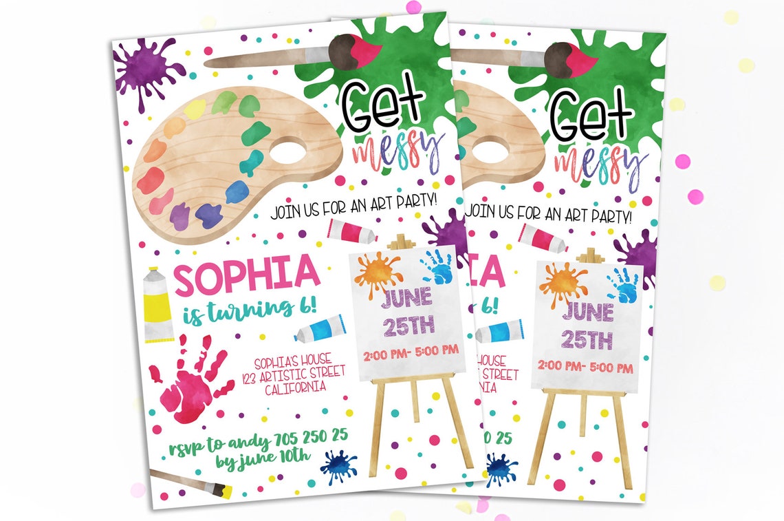 Art Party Birthday Invitation Art Party Invitation Artist Etsy