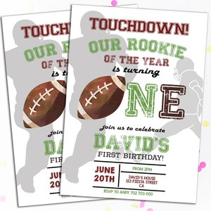 Football Birthday Invitation 1st Birthday Invitations Sport Invitation Rookie of the year First Birthday Boy Invitations Football Themed