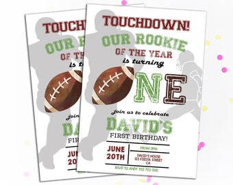 Football Birthday Invitation 1st Birthday Invitations Sport Invitation Rookie of the year First Birthday Boy Invitations Football Themed