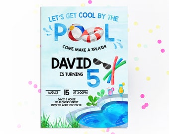 Pool Party Invitation Cool By The Pool Summer Party Invitation Boy Birthday Invitations Boy Pool Party Invites Pool Party Birthday Invite