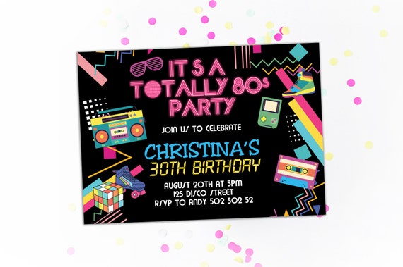 80s Birthday Party Invitation 80s Themed Party Invitations | Etsy