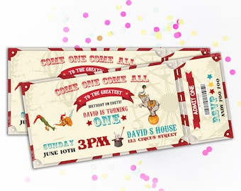 Circus Vintage Ticket Birthday Invitation Carnival Birthday Invite Circus Theme Party Carnival Ticket Printable Invitation Vintage Circus