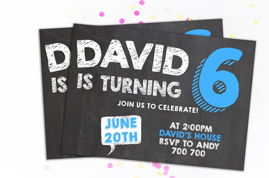 6th Birthday Invitation Boy Sixth Birthday Invitation | Etsy