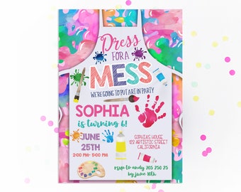 Art Party Invitation Art Party Girl Art Birthday Invitation Dress for a Mess Art Birthday Party Paint Party Invite Painting Party Printable