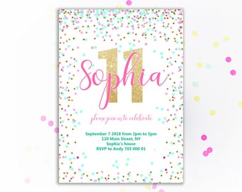 Printable 11th Birthday Invitation - Etsy