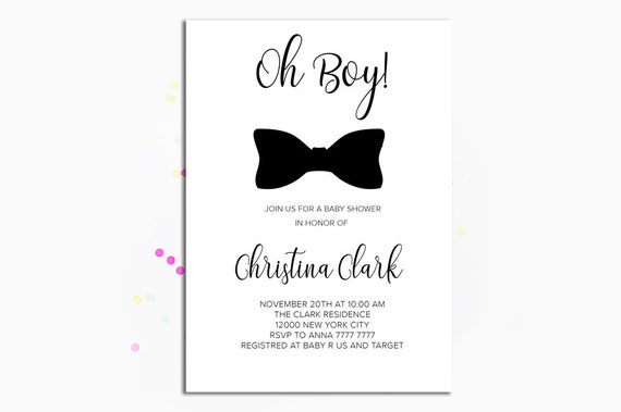 Oh Boy Baby Shower Uitnodiging Bowtie Baby Shower Uit Te Etsy