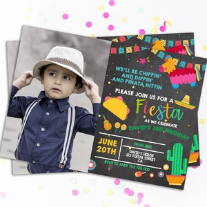 Fiesta Invitation Fiesta Birthday Photo Invitation Mexican Fiesta Picture Invitation Boy Birthday Kids Invite Cinco de Mayo Pinata Taco