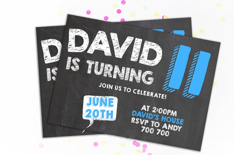 11th Birthday Invitation Boy Eleventh Birthday Invitation Etsy