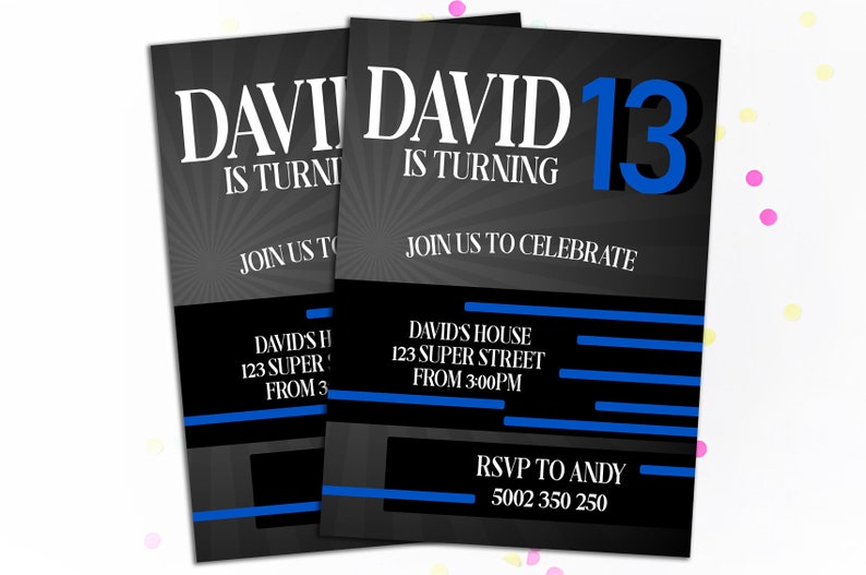 Teen Boy Birthday Invitation Boys Teen Invitations Tween Boy | Etsy