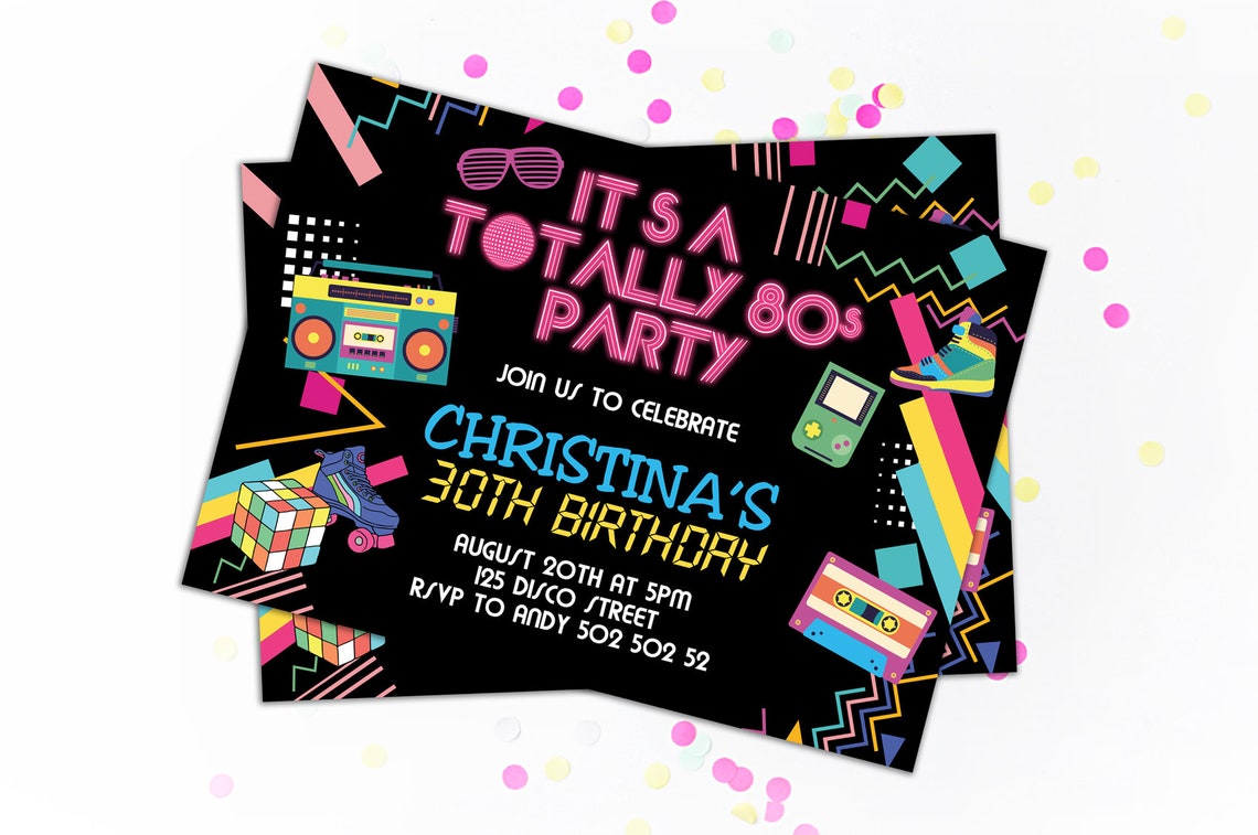 80er Jahre Geburtstag PartyEinladung 80er Jahre Motto Etsy