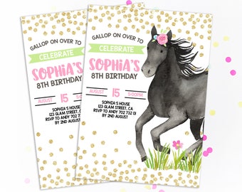 Pony Birthday Invitation Horse Birthday Invitation Girl Birthday Invite Gallop on Over Shabby Horse Invitation Cowgirl Invite Printable