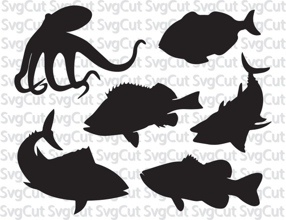 Download Fish Ocean SVG Monogram Frames Cut Files SVG DXF Silhouette | Etsy