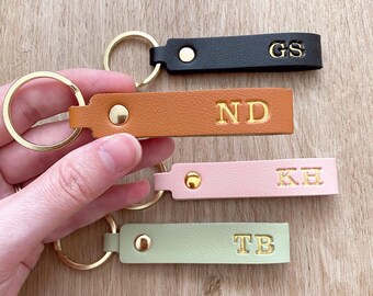 Faux Leather Keychain Engraved Clasp Keychain Trigger Clasp Keychain --FXCLASP-G-BRENNAN Personalized Keychain Custom Keychain