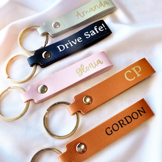 Personalised leather key fob sale