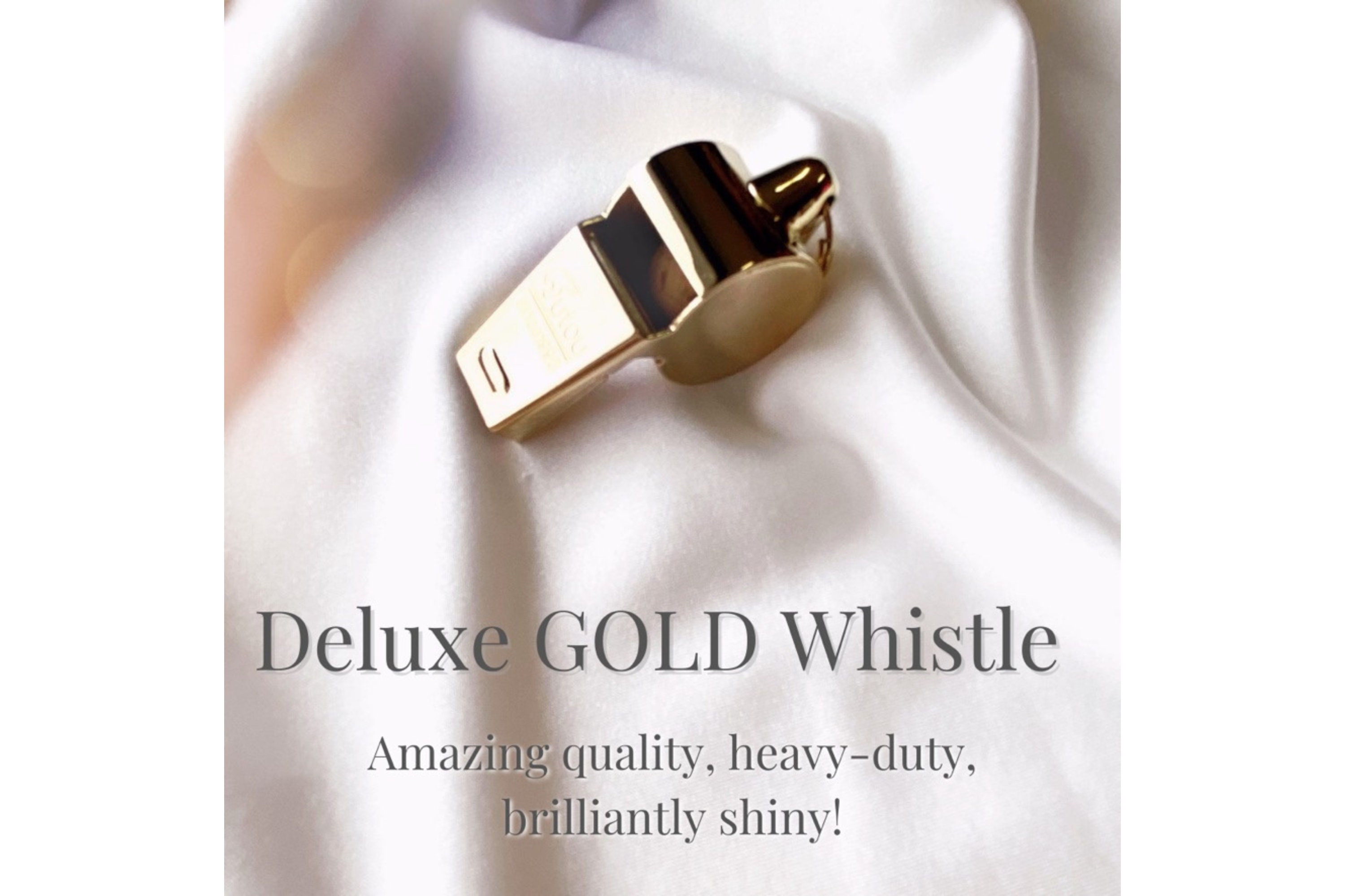 Whistle | Gold Shiny Brass | Heavy-Duty & High Quality  Whistles for Teachers, Classroom, Coach, Moms, teacher gifts