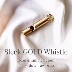 Whistle | Gold Raw Brass | Heavy-Duty & High Quality Whistles for Teachers | Simple Sleek Narrow Design, Gift for teachers, coach, mom