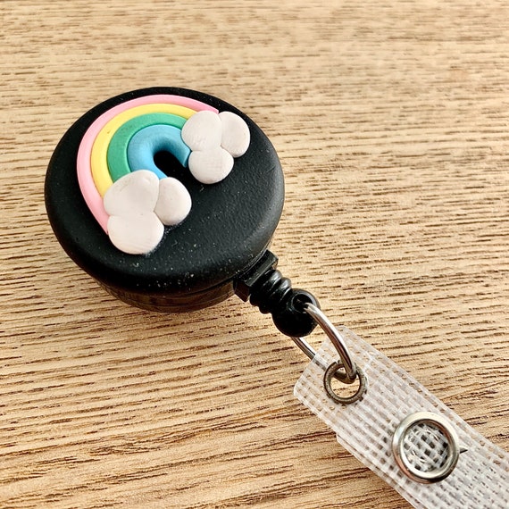 Badge Reel Cute Rainbow Retractable ID Holder Clip 