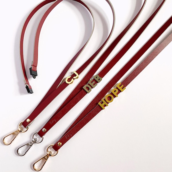 Cordón de cuero vegano / Granate / Personalizado / Cordón de cuero sintético para profesores, ropa de trabajo corporativa, regalo para entrenadores, profesores y personal
