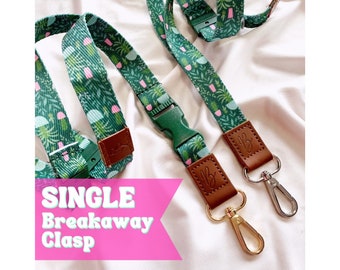 Deluxe Fabric Lanyard | SINGLE Breakaway Clasp | Plant Lover | Teacher Lanyard for classroom ID holder | Soft fabric strap lanyard