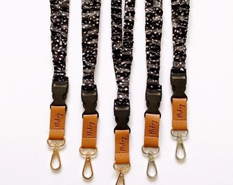 Scrunchie Lanyard with Safety Breakaway Clasp | NON-STRETCH | Black | Soft Silk Scrunchie Teacher Lanyard for the Classroom, School