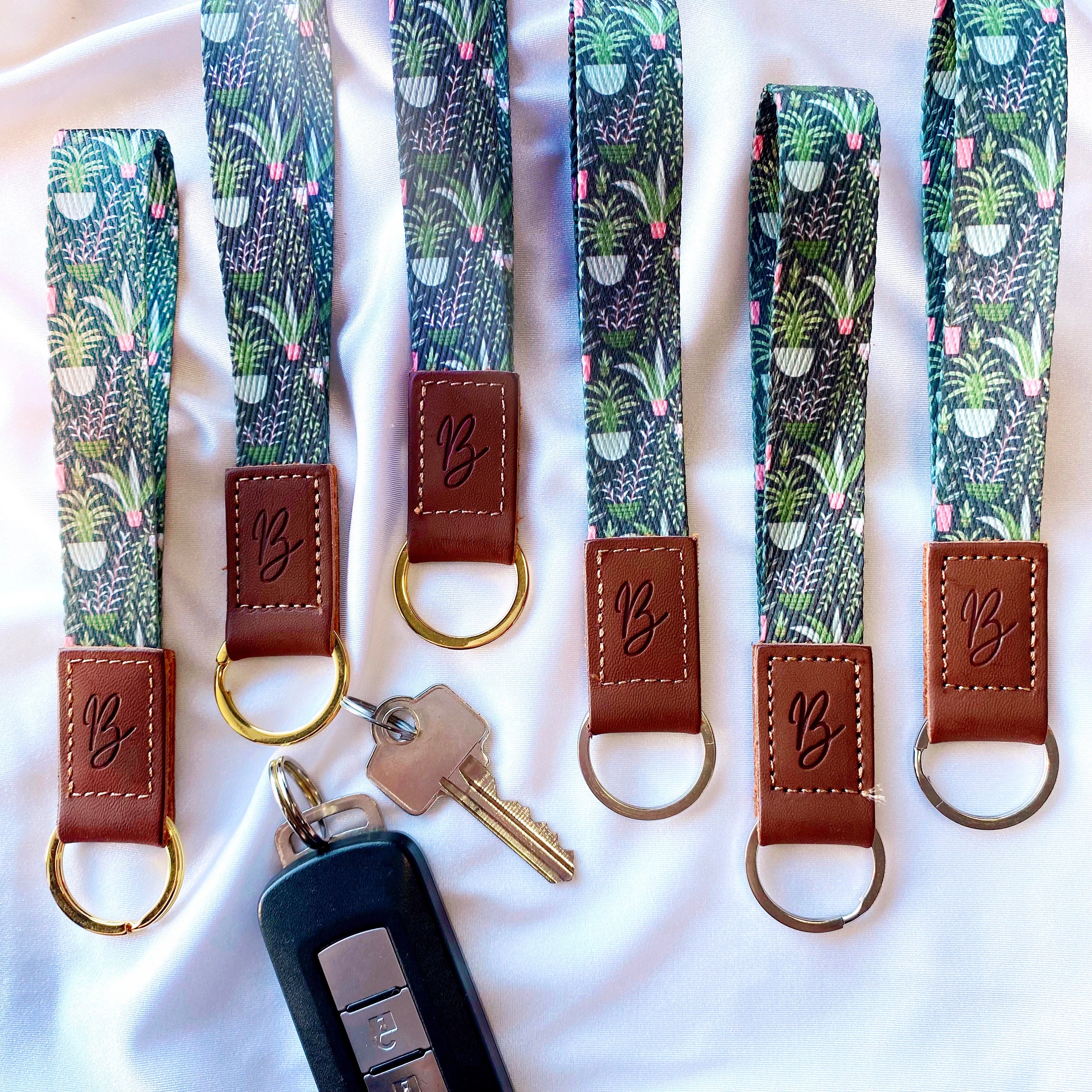 Wrist Lanyard Keychain Cute Wristlet Strap for Women and Men Printed Wrist  Strap Premium Leather Key Chain for Car Keys, Cell Phone, Wallet, Whistle