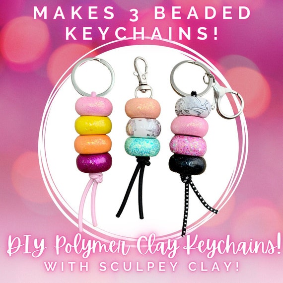 DIY Keychain Kit Create It Yourself Custom Beaded Keychain Polymer Clay  Gift Teacher Teen Kids Mum Mom Activity Project 