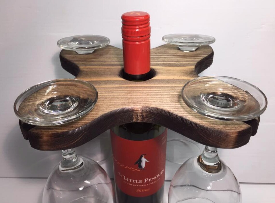 Wine Bottle and Glass Holder Topper Etsy